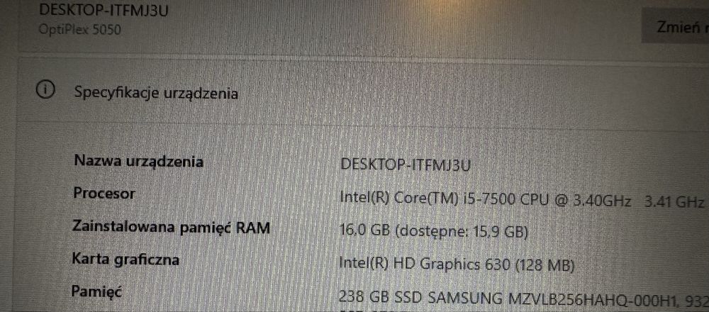 Dell Optiplex 5050 i5, 16GB DDR4, 256GB SSD NVME, na gwarancji!