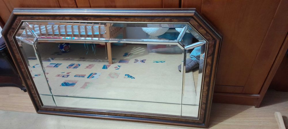 Espelho mogno com vidro bijoutet