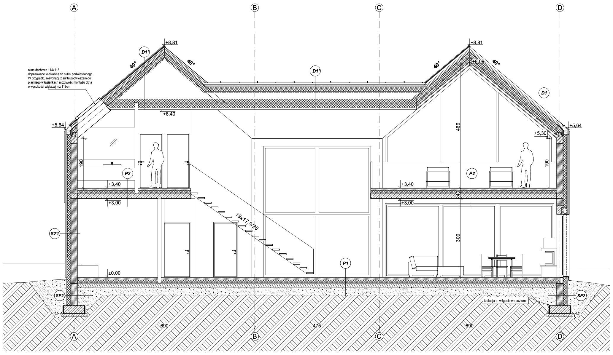 Projekt domu - Podwójna Stodoła - Dwie Stodoły 320 m2 Antresola