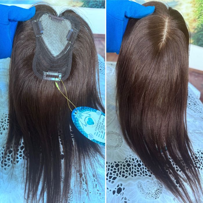 Натуральная накладка кожа на шёлке славянские детские волосы русые