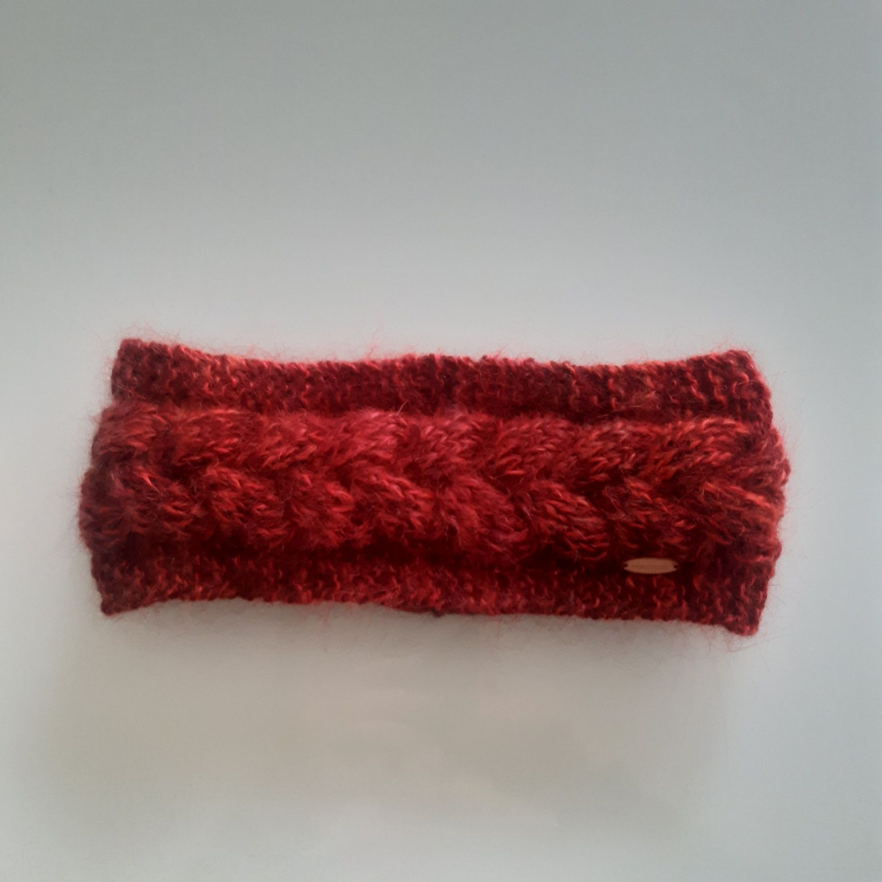 Opaska na głowę  bordowa ciepła handmade  w warkocze