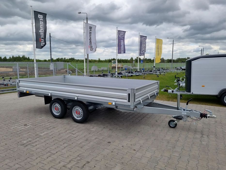 Stema SH O2 27-40-20.2 Przyczepa 401x203 cm 2,7T  aluminiowe burty, 2 osie, koła R13C, platforma, skrzyniówka 2700kg DMC