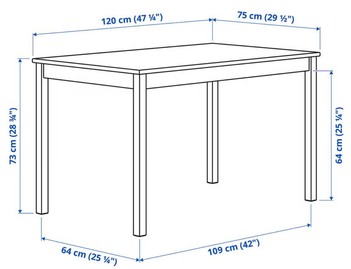 Mesa e 4 Cadeiras conjunto em Pinho Maciço (IKEA, INGO / IVAR)