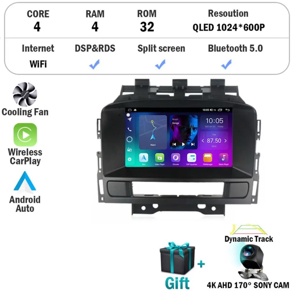 Radio Astra J 7” Android 4/32 retrofit kamera