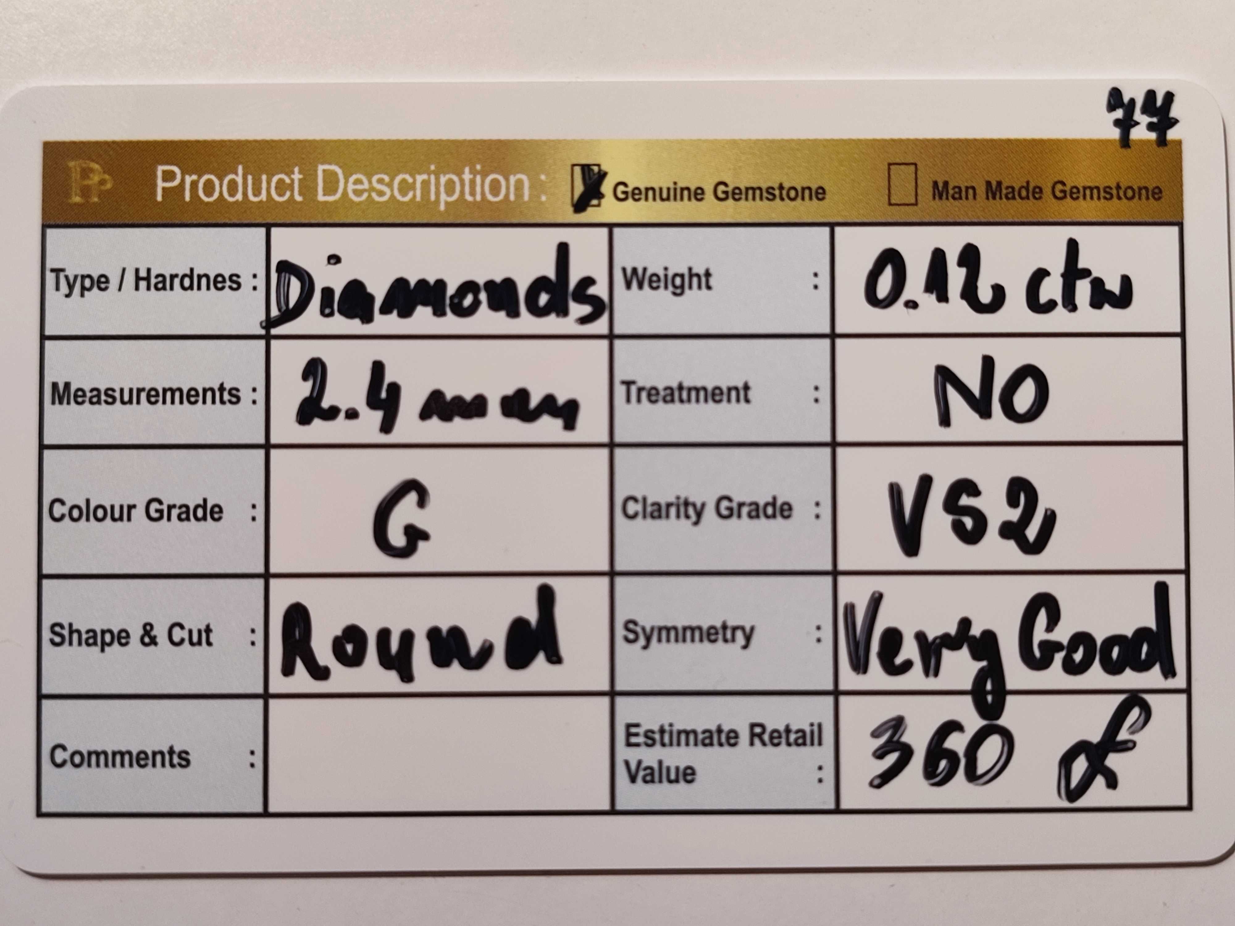 Kolczyki z białego złota 585 z brylantem 0.12 ctw. VS2/G