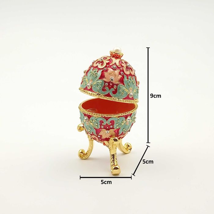 Jajko jajo faberge pojemniki szkatułka niebieskoczerwone