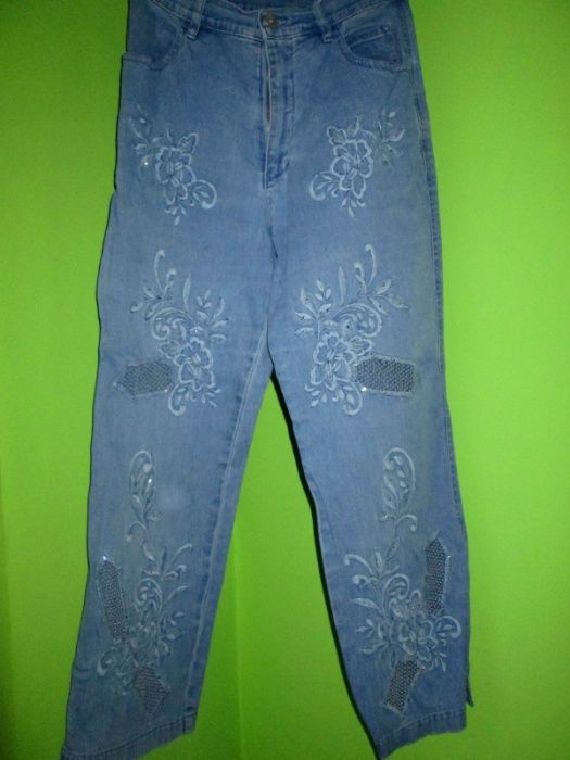 Spodnie jeansy zdobione 3/4 - roz 38