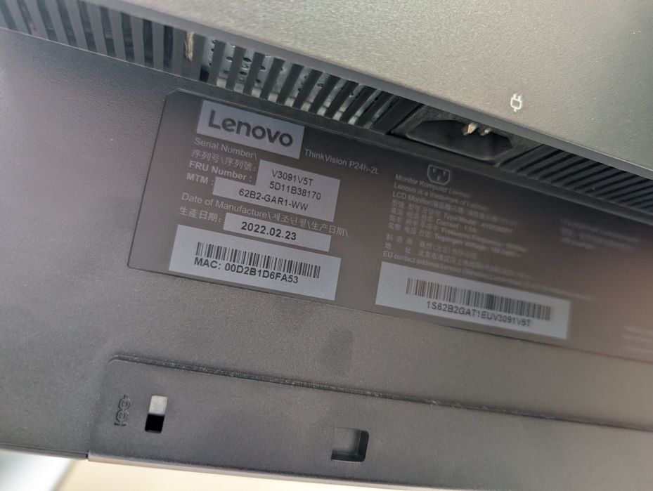 2022р. Монітор Lenovo ThinkVision P24h-2L/QHD/LED/IPS/Тонкі рамки/24"