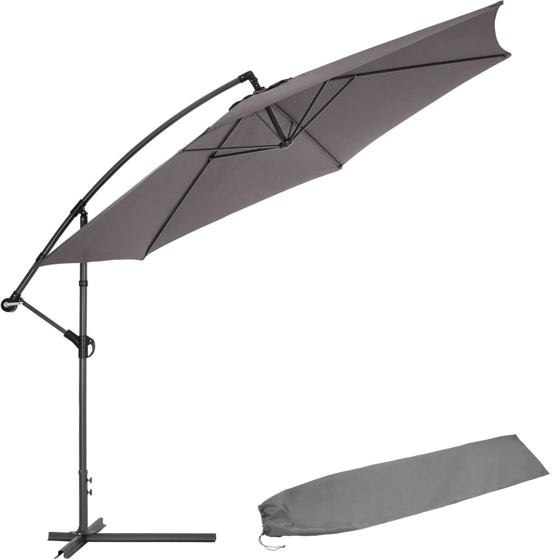 Parasol ogrodowy 350cm z pokrowcem szary/zielony/beżowy OUTLET