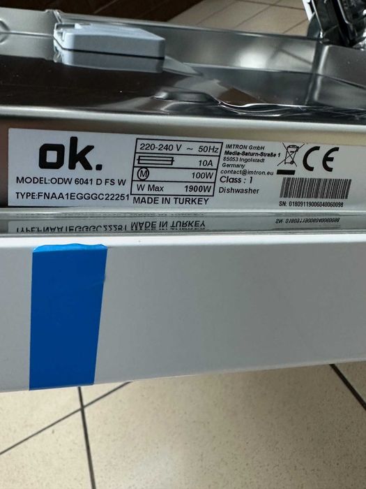 Zmywarka OK. ODW 6041 D FS W 60cm Powystawowa GW