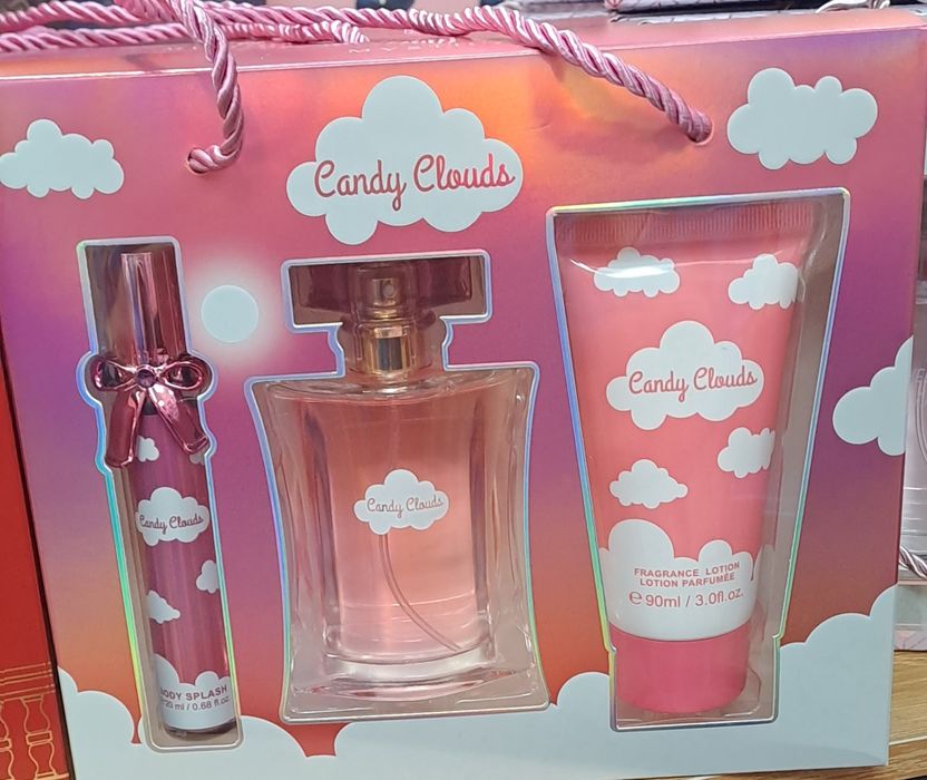 Zestaw prezentowy 3 w 1 Candy Clouds balsam perfumy i mgiełka