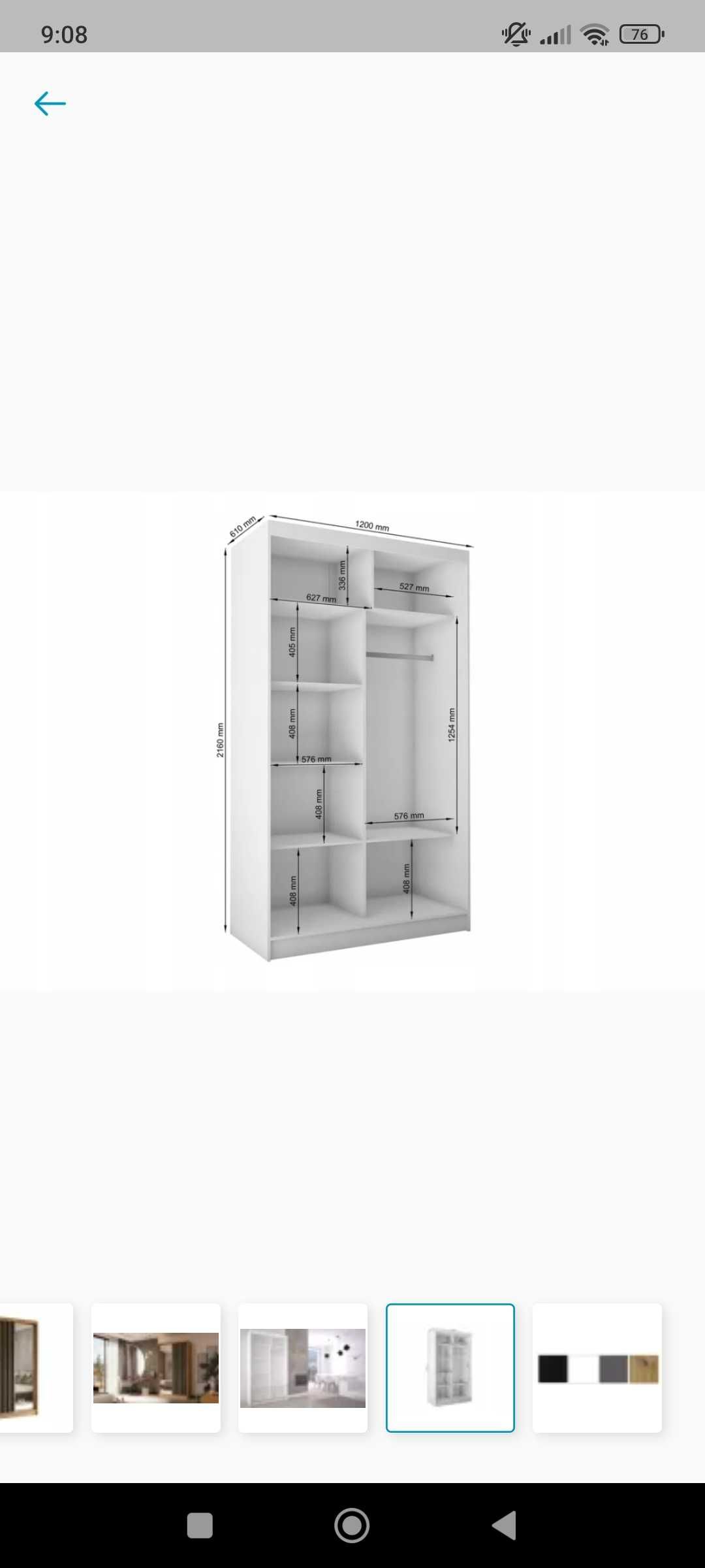 Nowa Szafa Przesuwna Homeyes 120 cm - Dąb Aristan - Lamele - Lustro