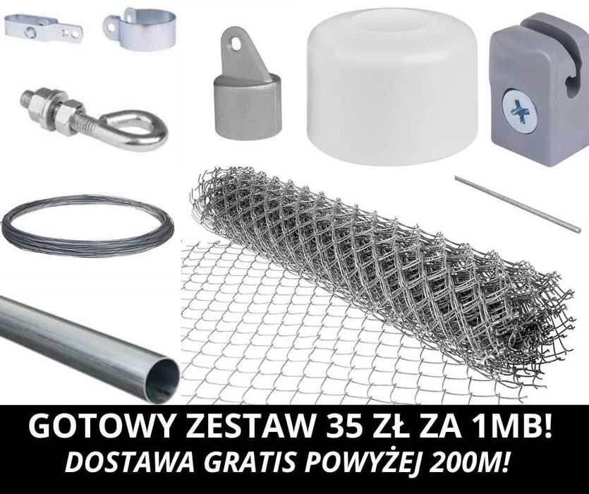 35 zł Komplet ogrodzenia, siatka ocynkowana h =1,5 siatka ogrodzeniowa