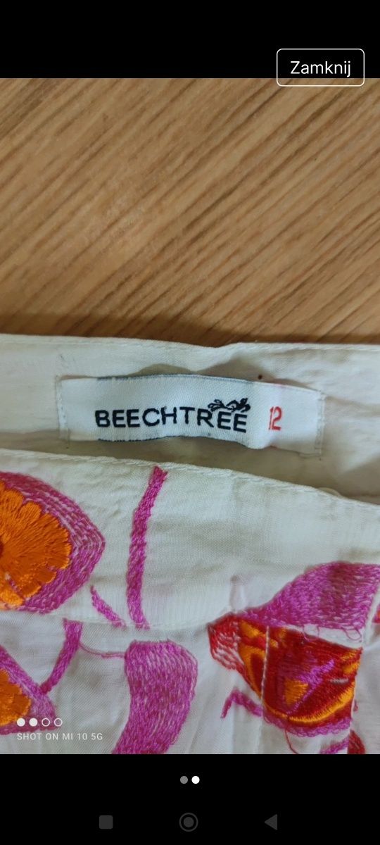 Beechtree spodnie 12 haft kwiaty wiosna 70s 60s retro print