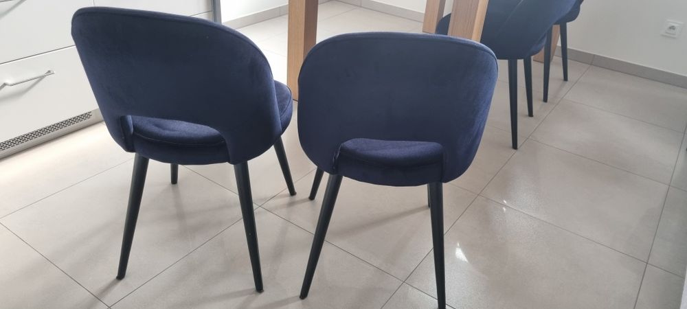 Krzesła tapicerowane granatowe Tara 6 szt