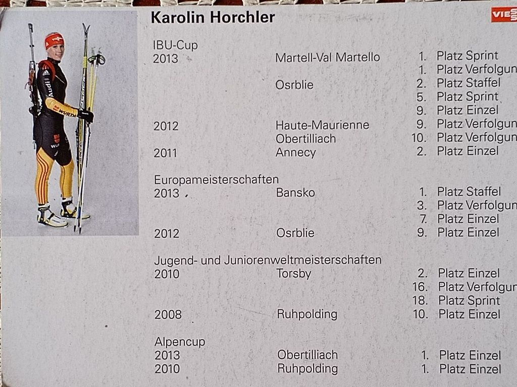 Karolin Horchler Біатлон Автограф Чемпіонка Європи З Біатлону 10*15 См