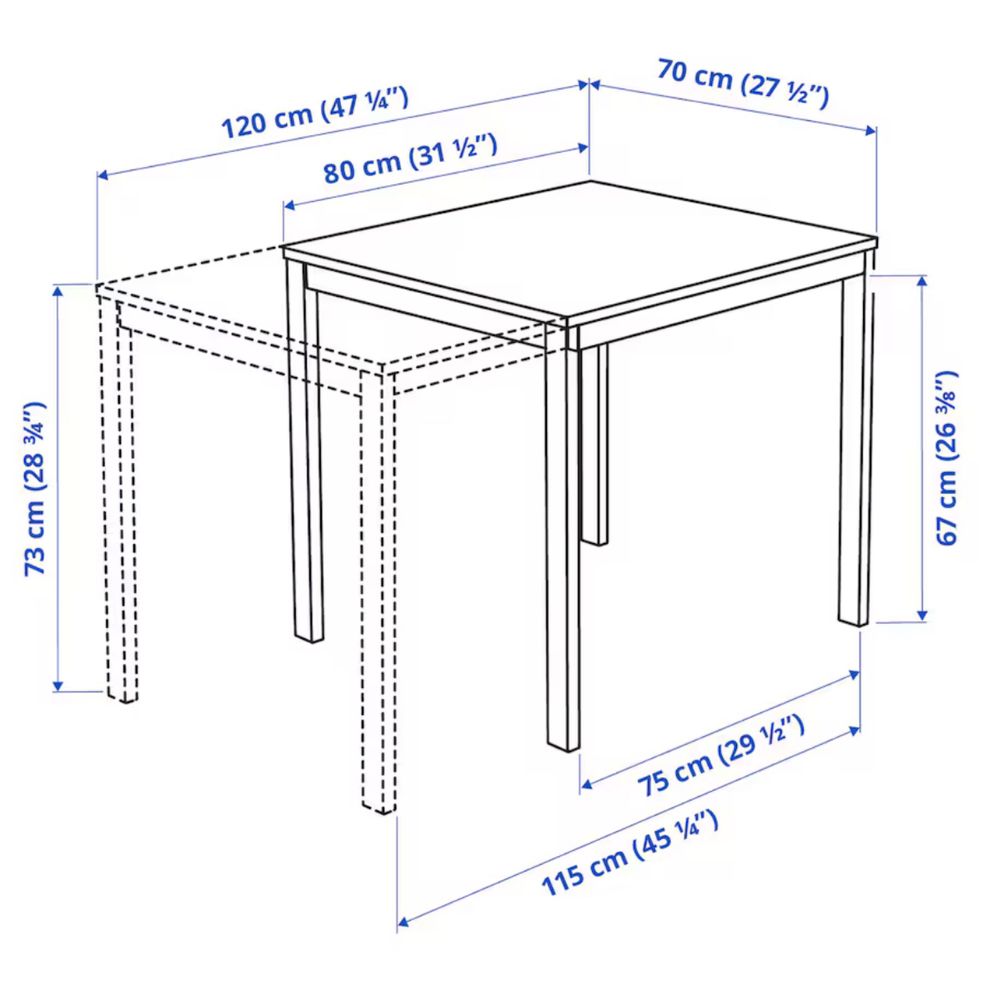 Stół rozkładany IKEA VANGSTA biały, 80/120x70 cm