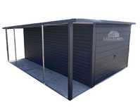 GARAŻ BLASZANY 3m X 5m + Wiata 1M. Brama Uchylna Antracyt 3X5 GB316