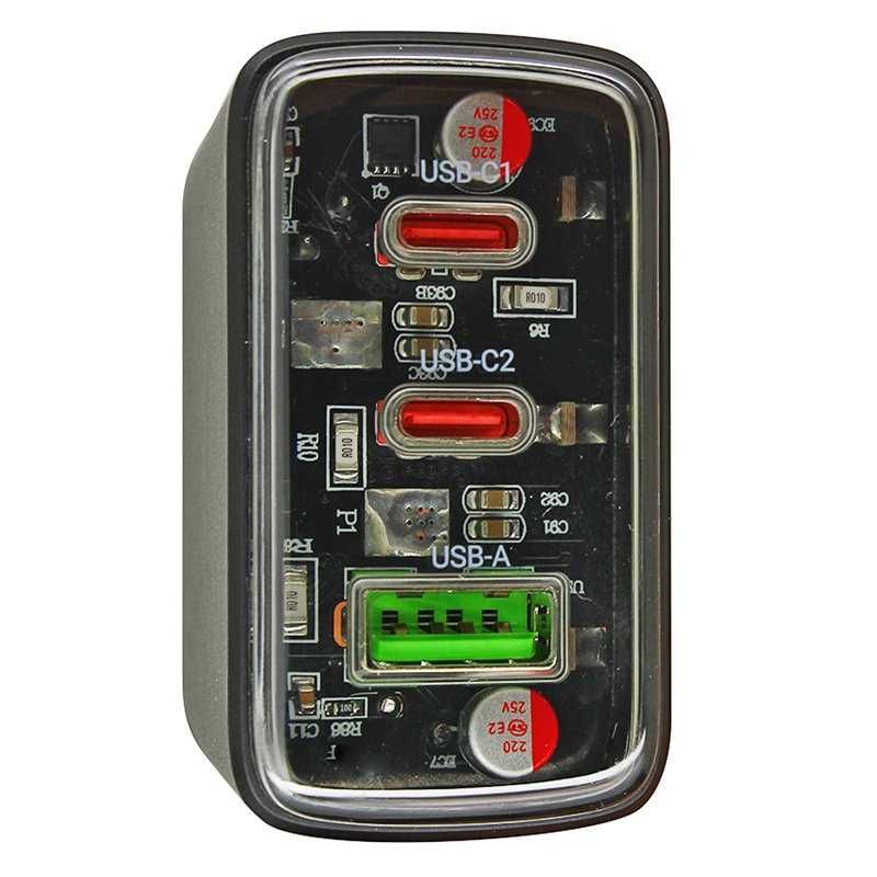 Зарядний пристрій Hoco CS44A Smart 2Type-C/1USB, QC/PD, 65W/3A