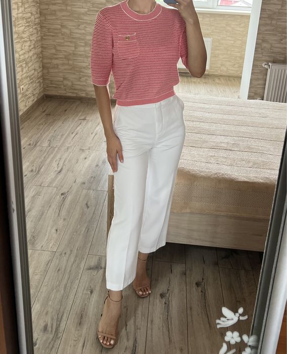 Трикотажна жіноча футболка кофта у смужку chanel