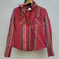 Koszula damska kolorowa czerwona bordowa w kratkę rozmiar L, marka 55D