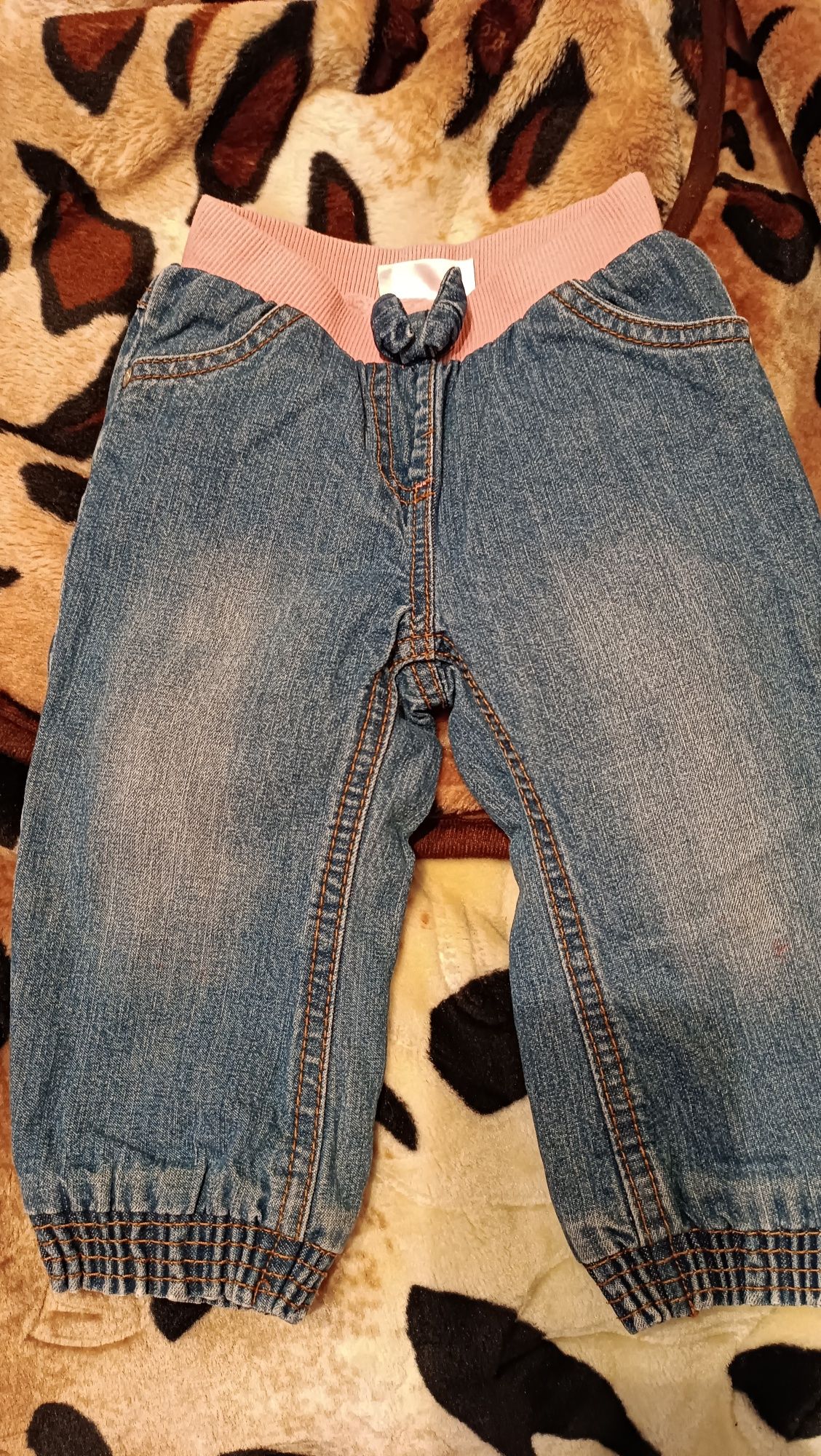 Штани утеплені для дівчинки 6-9 місяців джинси