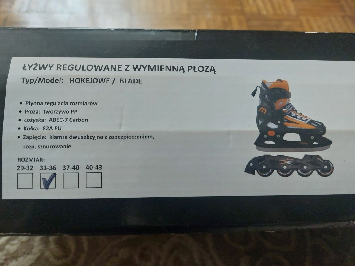 Regulowane łyżworolki rozm 33-36