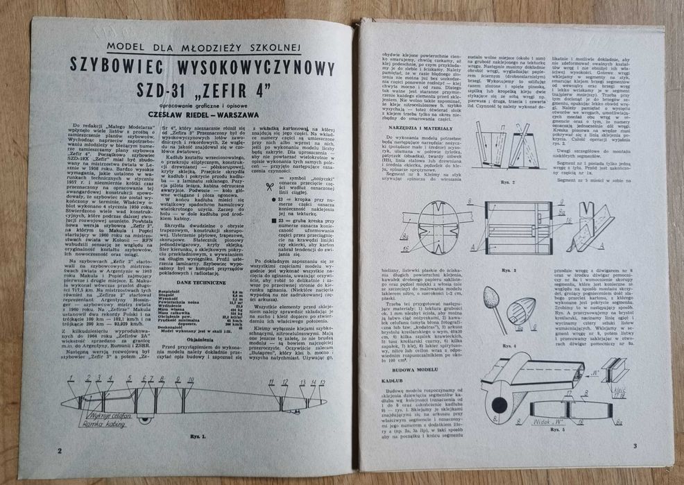 Mały modelarz 3/1980 - Szybowiec wyczynowy SZD-31 Zefir-4