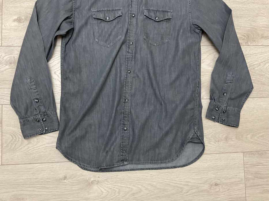 Allsaints koszula męska M szara a’la jeansowa z długim rękawem kapsle