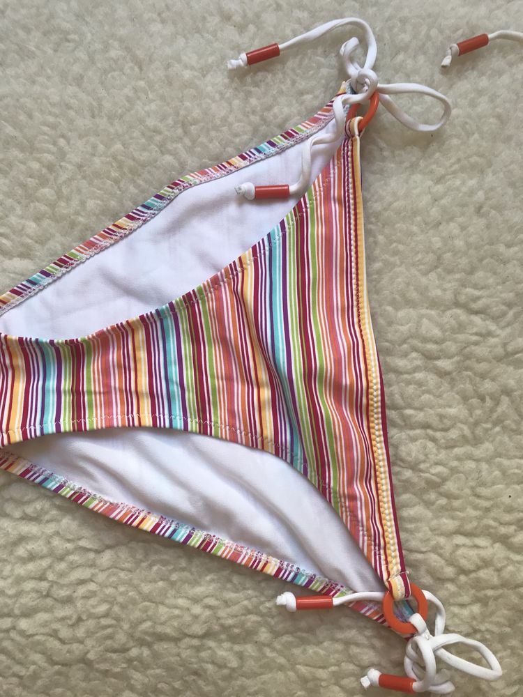 Kolorowy strój kąpielowy 2-częściowy na wakacje plażowy prążki wiązany