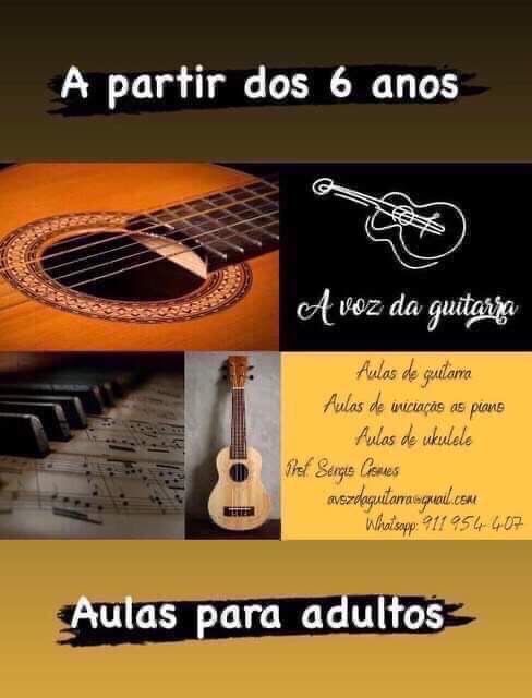 Aulas de guitarra, pinao, ululele, cavaquinho e baixo, em Braga