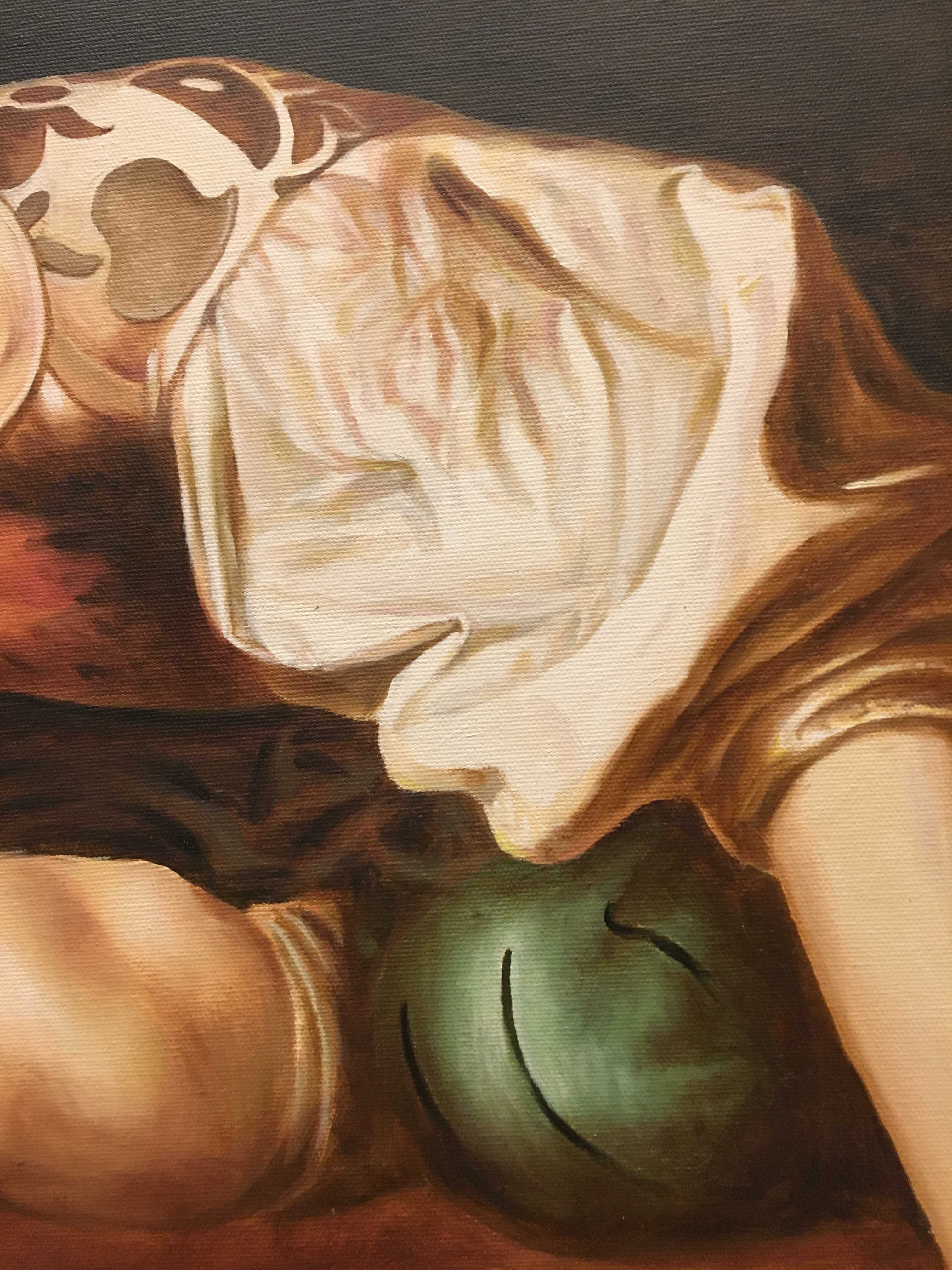 Óleo sobre tela original (estudo sobre "Narciso", de Caravaggio)