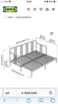 Ikea czarne łóżko metalowe