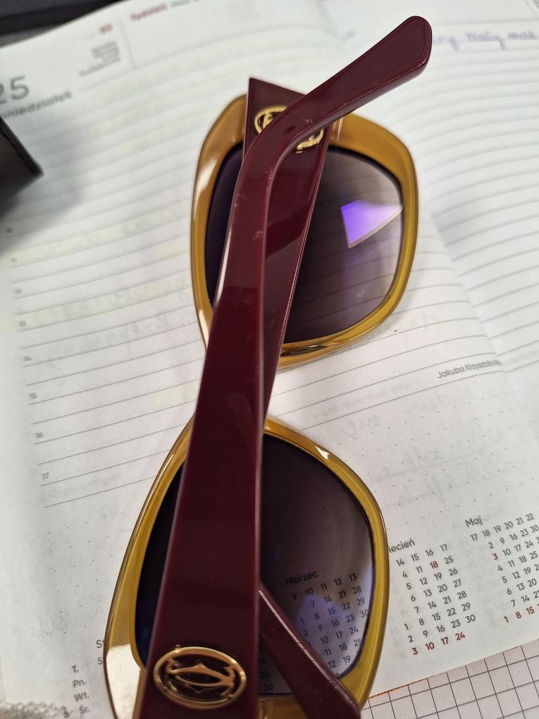 Okulary przeciwsłoneczne, damskie Cartier,  brąz, oryginał,