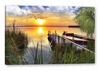 Obraz na płótnie Zachód słońca jezioro Do salonu XXL 120x80