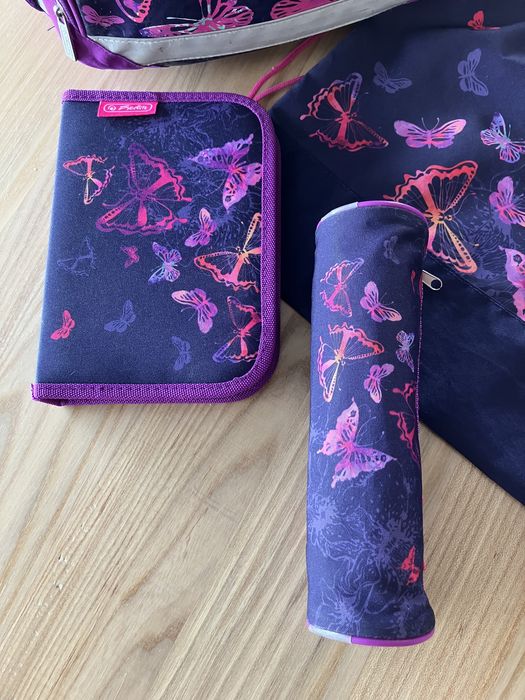 Zestaw plecak, worek i 2 piórniki Herlitz Loop Butterfly