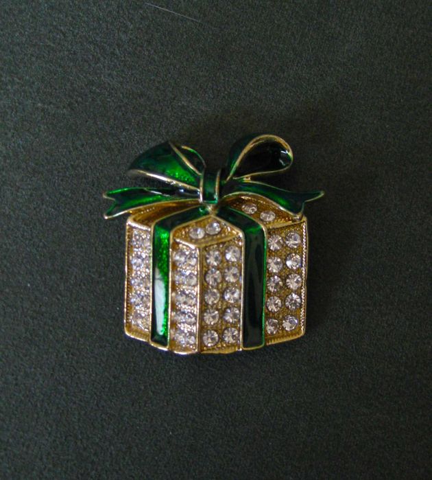 Alfinete / Broche / Pregadeira Presente c/ Laço Verde NOVO