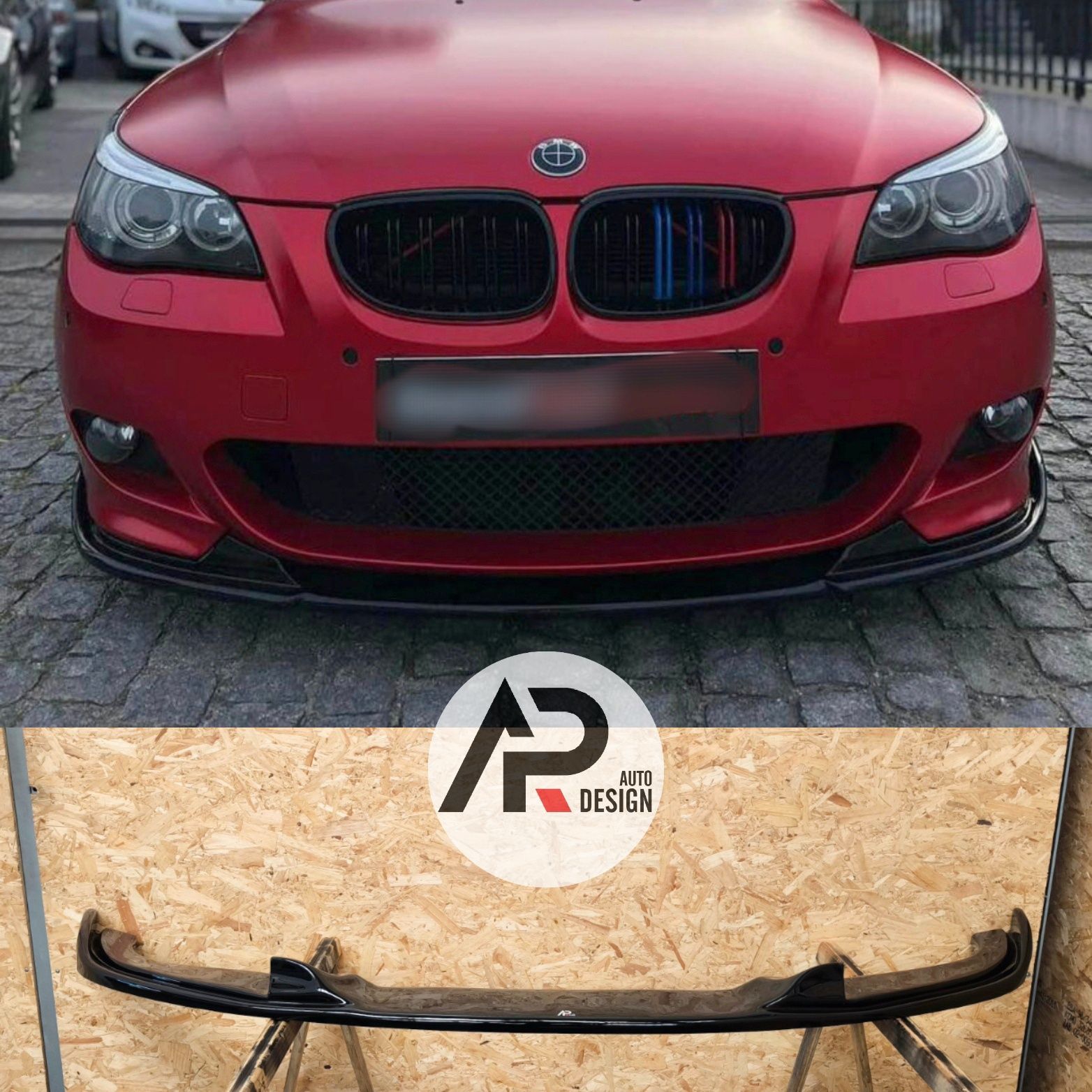 BMW E60 E61 Lip Lamina Spoiler Frontal Mperformance preto brilhante