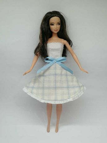 Sukienka dla Barbie suknia Ubranko Nowe W BŁĘKITNĄ KRATECZKĘ