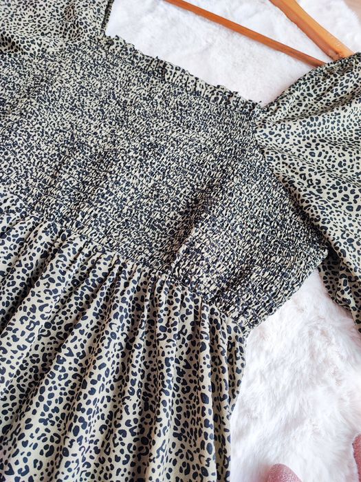 Panterkowa rozkloszowana sukienka plus size 4XL wieczorowa