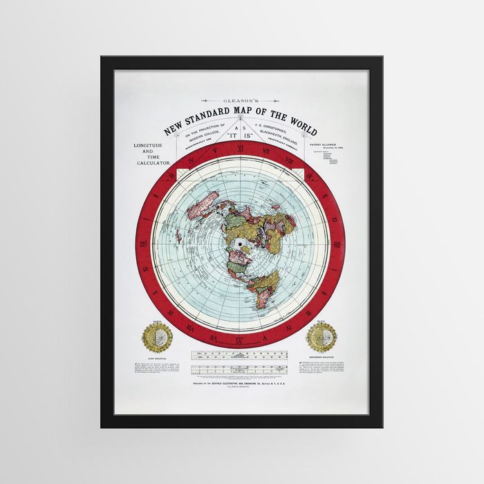 Płaska ziemia / New standard map of the world Gleason - 50x40cm