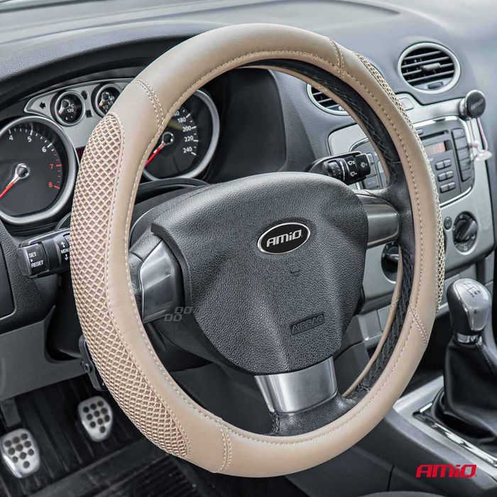 Pokrowiec nakładka  na kierownicę37-39cm beż kremowa