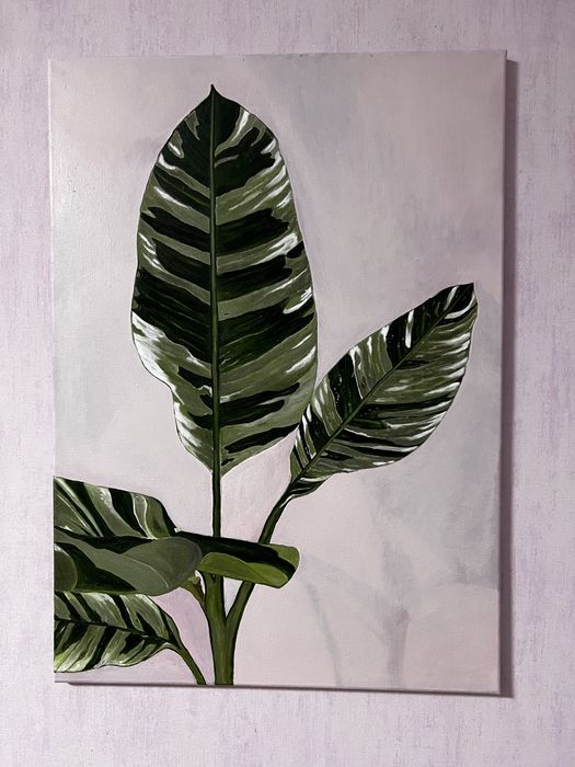 Картина маслом зелень цветок 40х60 см