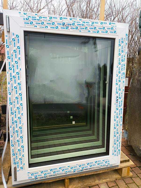 NOWE OKNO PCV 75x93 na otwór 80x100, białe, klamki, kotwy, RUP, RUL