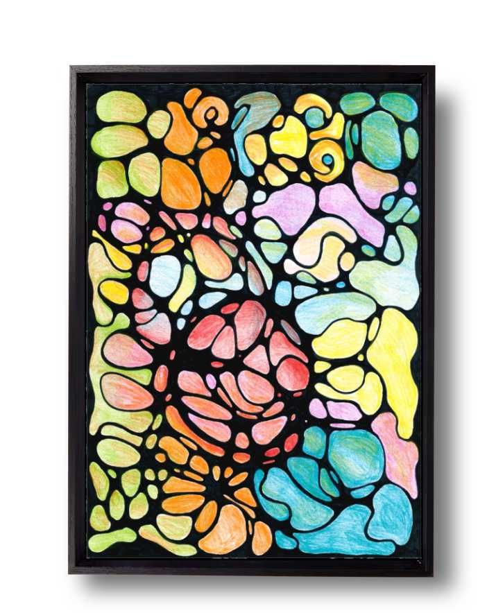 Unikalny obraz "Kolorowa grafika" 35,5x49,5 cm w czarnej oprawie