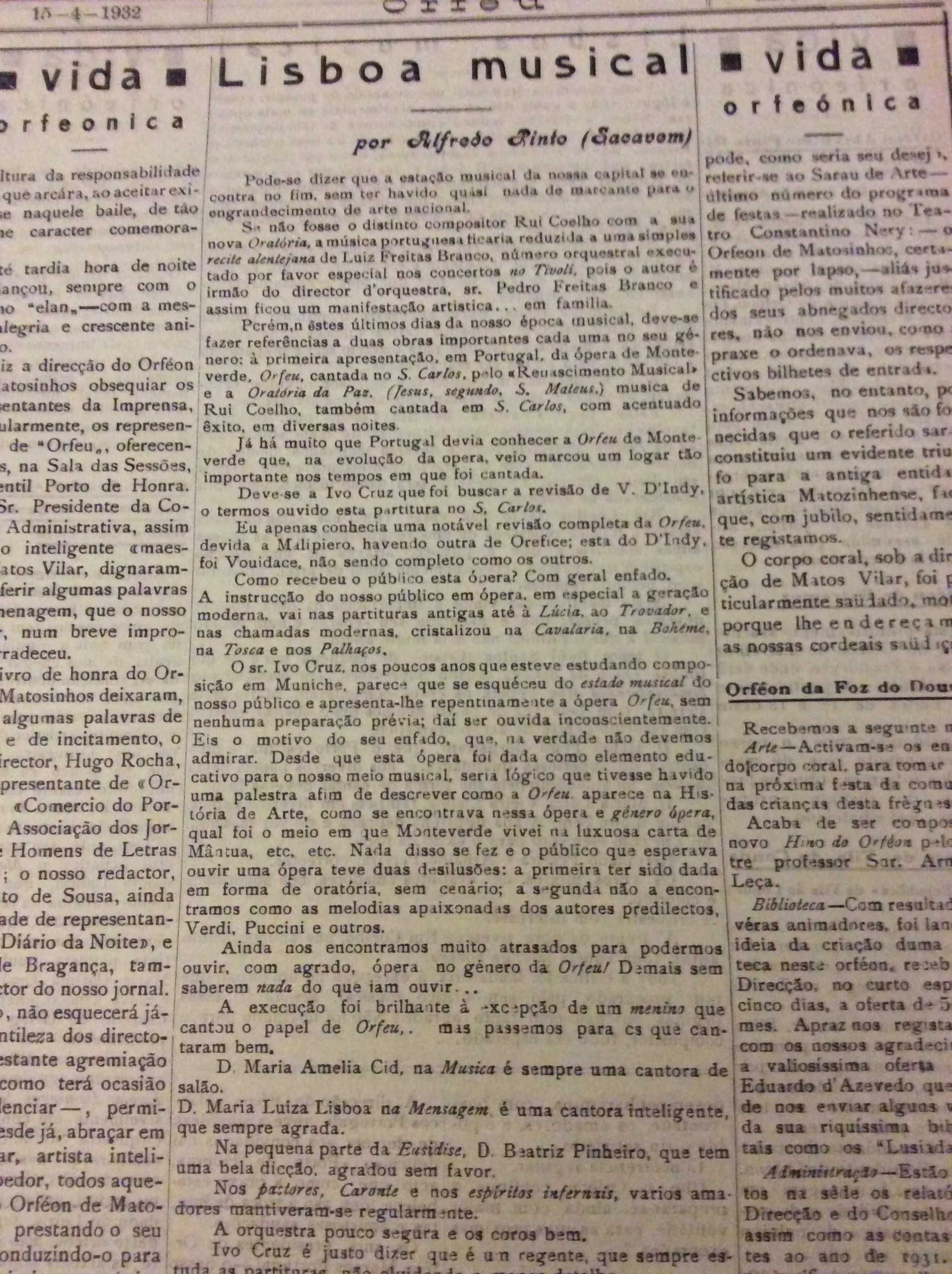 Orfeu. Jornal de arte. N.º 53, Pôrto 15 de Abril de 1932
