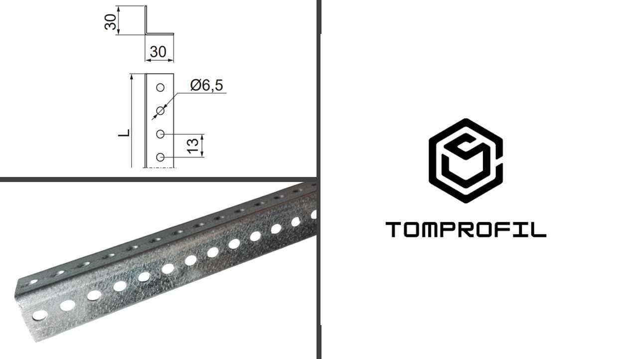 Kątownik perforowany 30x30x2mm ocynk - 9,00 ZŁ/MB NETTO