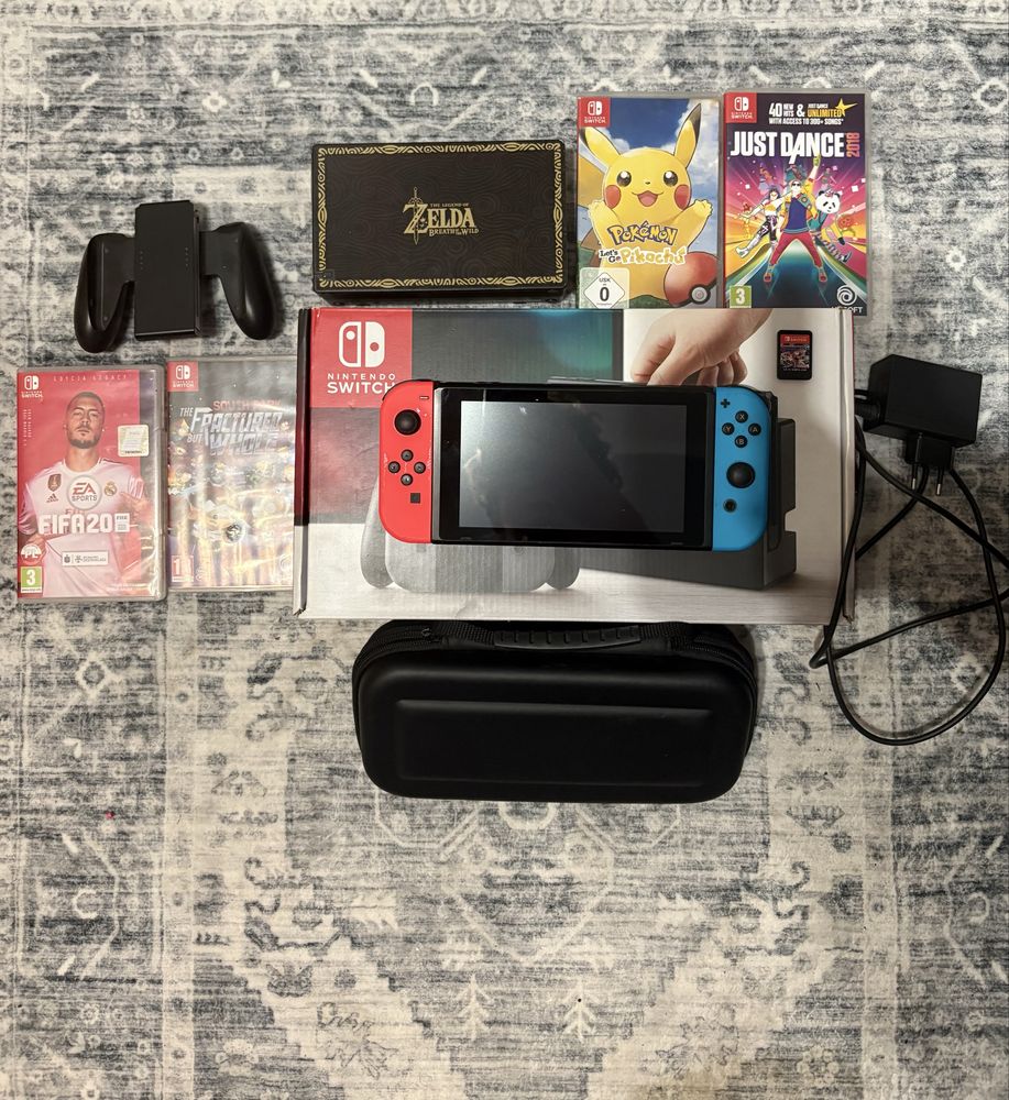 Nitnendo switch + 5 gier i gadzety
