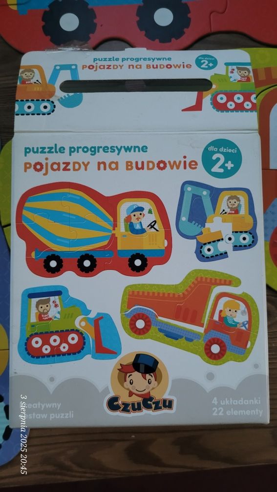 Puzzle progresywne czyczu pojazdy na budowie plus gratis 4 książeczki