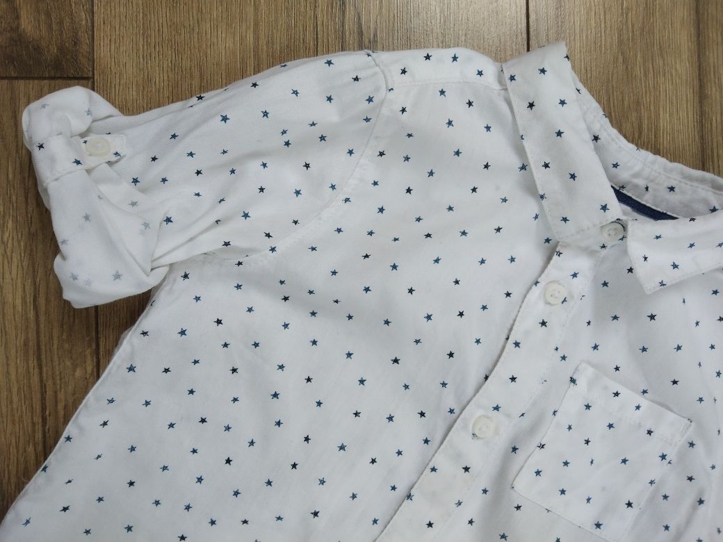 Koszula chłopięca świąteczna Zara 80 w gwiazdki elegancka z kołnierzem